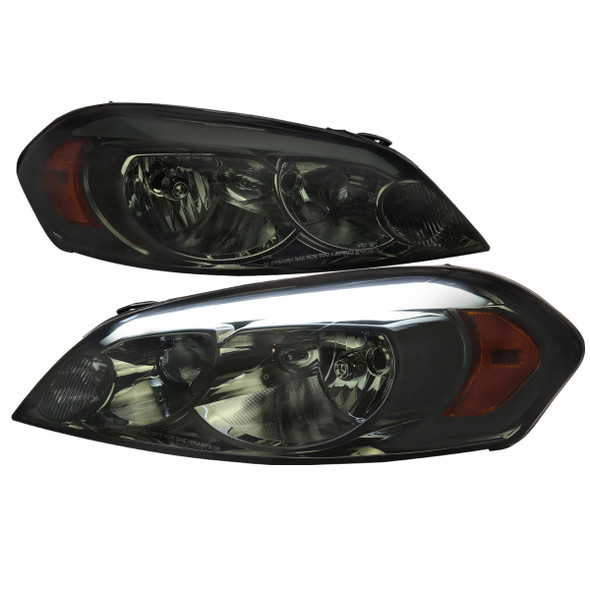 2006-2013 Chevrolet Impala/2006-2007 Monte Carlo/2014-2016 Impala Limited Factory Style Headlights w/ LED Strip (Chrome Housing/Smoke Lens)