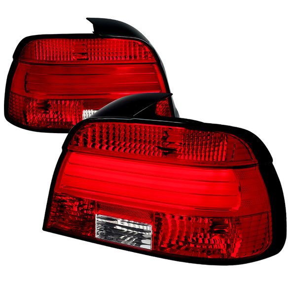 1997-2000 BMW E39 5 Series Sedan LED Tail Lights (Chrome Housing/Red Clear Lens)