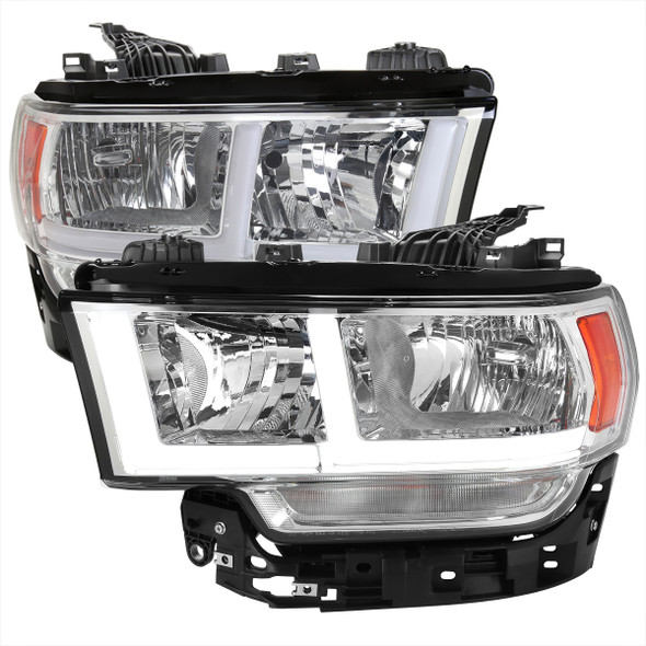 2019-2022 Dodge RAM 2500/3500/4500/5500 LED Bar Factory Style Headlights (Chrome Housing/Clear Lens)