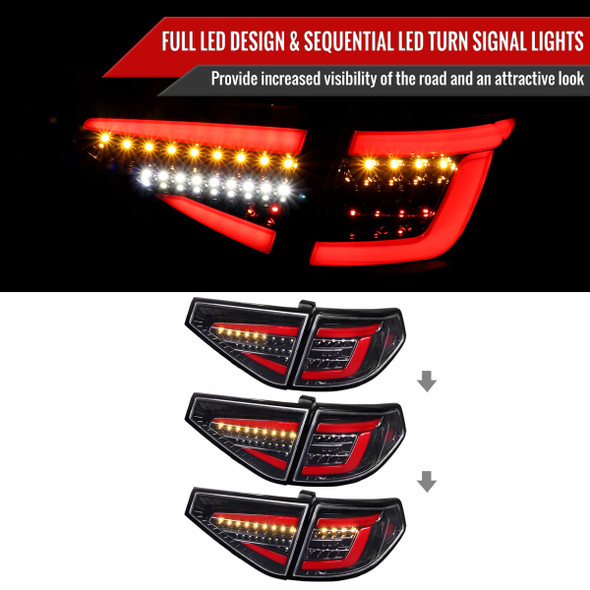 2008-2014 Subaru Impreza WRX Hatchback LED Sequential Tube Tail Lights (Glossy Black Housing/Clear Lens)
