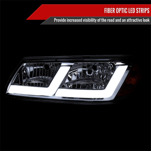 2000-2005 Chevrolet Impala LED Bar Factory Style Headlights  (Chrome Housing/Clear Lens)