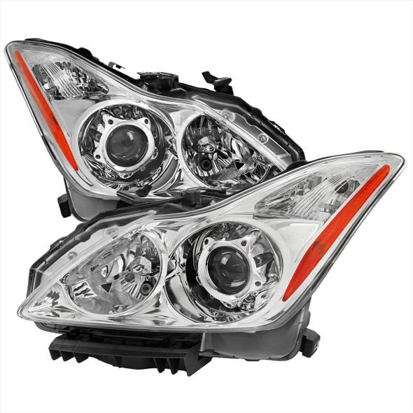 2008-2013 Infiniti G37/2014-2015 Q60 2 Door Coupe/Convertible Factory Style Projector Headlights (Chrome Housing/Clear Lens)