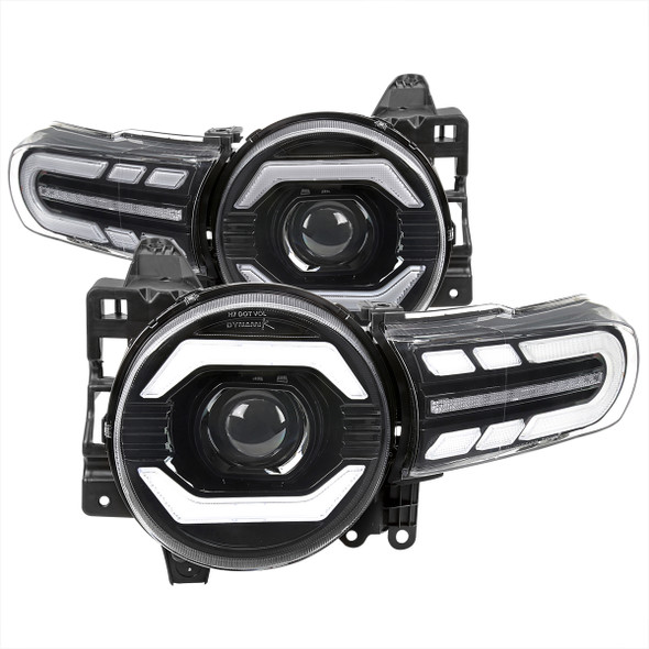 2007-2014 Toyota FJ Cruiser Full LED Projector Headlights with Sequential LED Turn Signal (Matte Black Housing/Clear Lens)