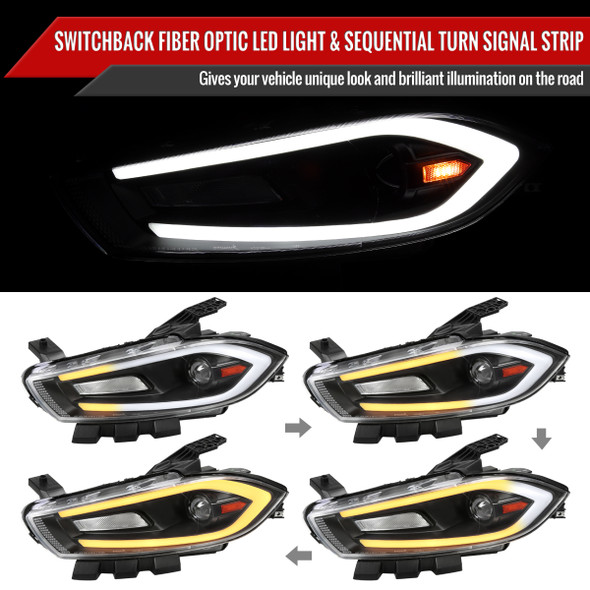 2013-2016 Dodge Dart Factory Style Headlights with Projector High