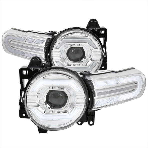 2007-2014 Toyota FJ Cruiser Switchback Sequential Turn Signal Animated LED Bar Projector Headlights (Chrome Housing/Clear Lens)
