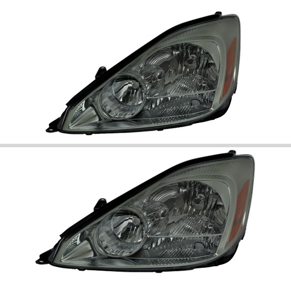 2004-2005 Toyota Sienna Factory Style Headlights w/ Amber Reflector (Chrome Housing/Smoke Lens)