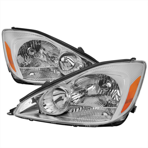 2004-2005 Toyota Sienna Factory Style Headlights w/ Amber Reflector (Chrome Housing/Clear Lens)