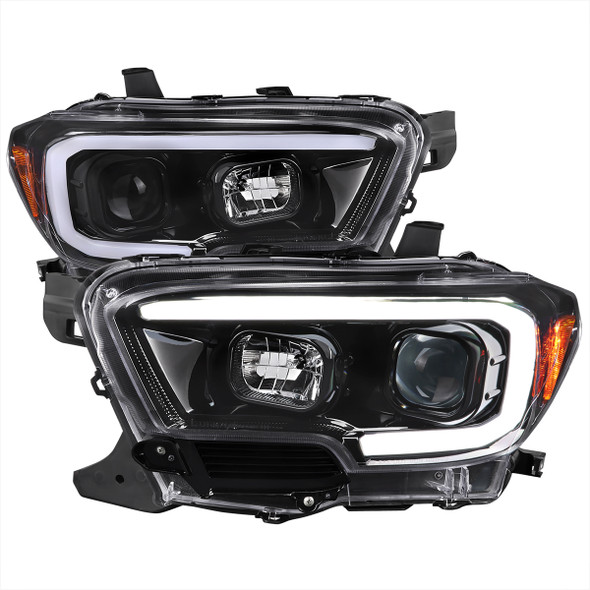 2016-2023 Toyota Tacoma Switchback Sequential LED Bar Projector Headlights (Glossy Black Housing/Clear Lens)