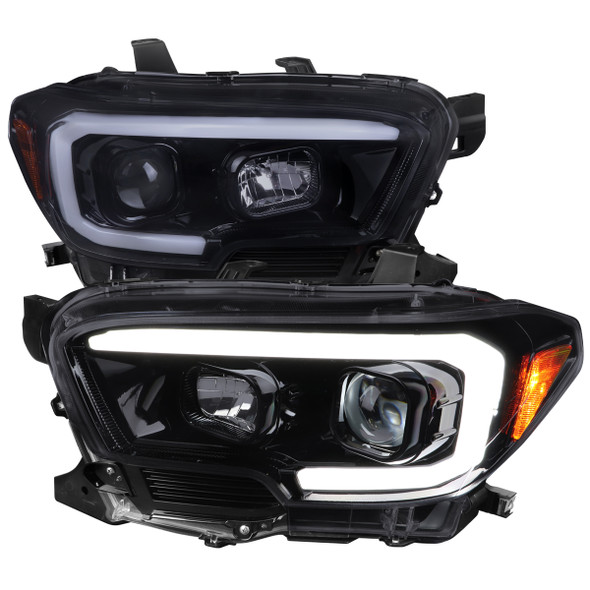 2016-2023 Toyota Tacoma Switchback Sequential LED Bar Projector Headlights (Glossy Black Housing/Smoke Lens)