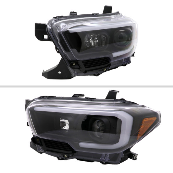 2016-2023 Toyota Tacoma Switchback Sequential LED C-Bar Projector Headlights (Matte Black Housing/Clear Lens)