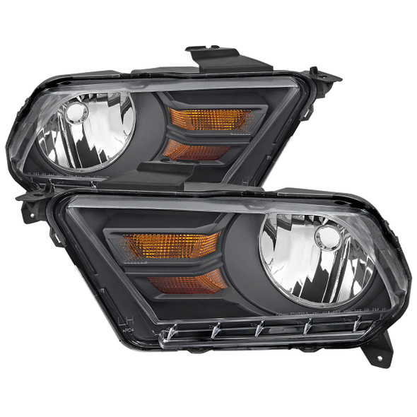 2010-2014 Ford Mustang Factory Style Headlights (Matte Black Housing/Clear Lens)