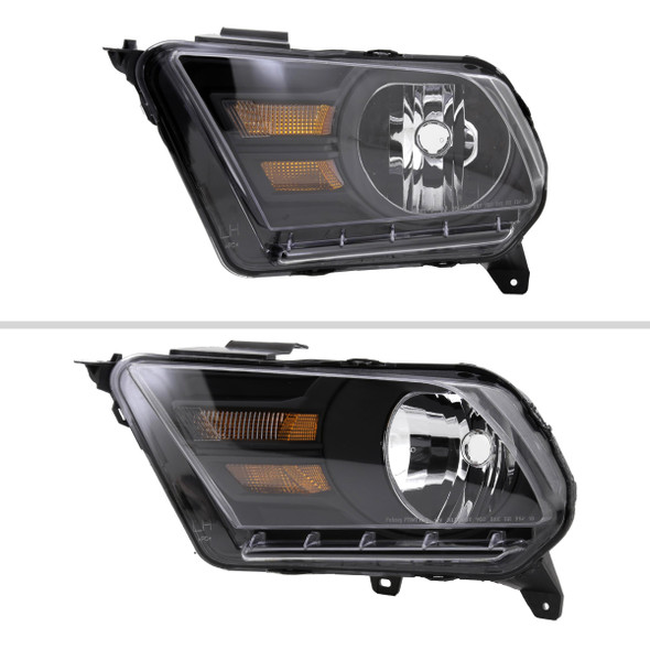 2010-2014 Ford Mustang Factory Style Headlights (Matte Black Housing/Clear Lens)