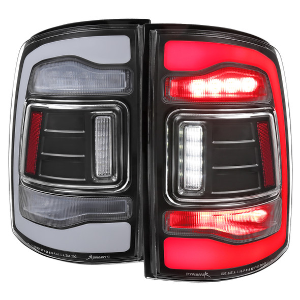 2013-2018 RAM 1500/2500/3500 Sequential Signal LED Tail Lights (Matte Black Housing/Clear Lens)