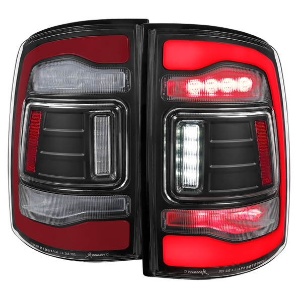 2013-2018 RAM 1500/2500/3500 Sequential Signal LED Tail Lights (Black Housing/Clear Lens)