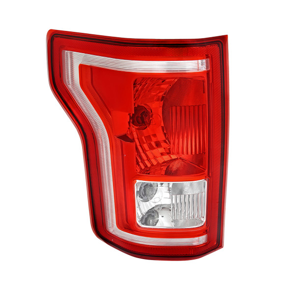 2015-2017 Ford F-150 Factory Style Driver/Left Replacement Tail Light Assembly (Chrome Housing/Red Clear Lens)