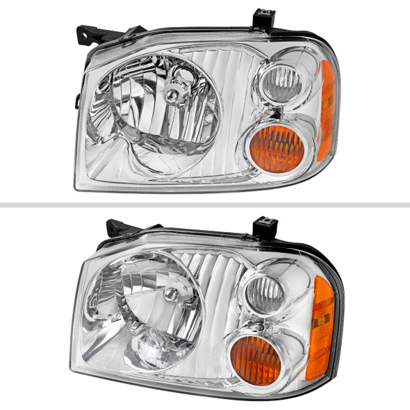 2001-2004 Nissan Frontier XE Factory Style Headlights (Chrome Housing/Clear Lens)