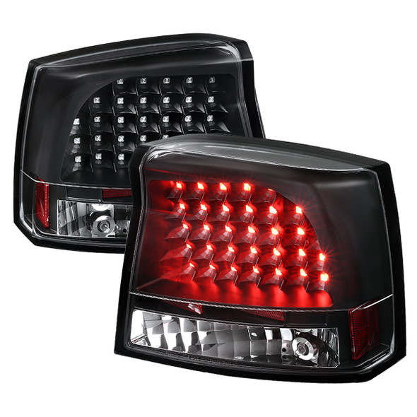 2005-2010 Dodge Charger LED Tail Lights (Matte Black Housing/Clear Lens)