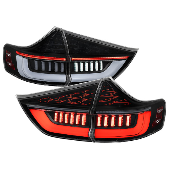 2011-2014 Toyota Sienna Full LED Tail Lights w/ Sequential Turn Signal and Startup Animation (Black Housing / Clear Lens)