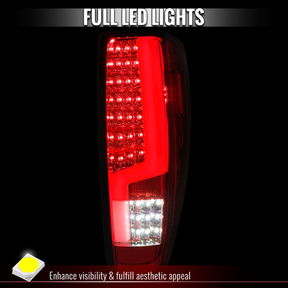 2004-2012 Chevrolet Colorado / GMC Canyon LED Tail Lights with White LED Bar (Chrome Housing / Red Clear Lens)