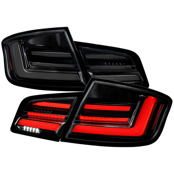 2011-2013 BMW 5 Series F10 Sedan Full LED Tail Lights with Sequential Turn Signal (Glossy Black Housing / Smoked Lens)