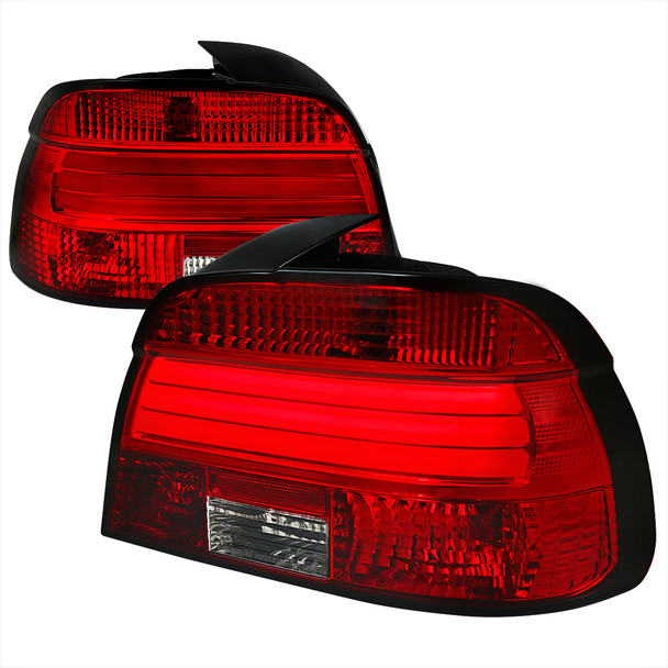 2001-2003 BMW E39 5 Series Sedan LED Tail Lights (Chrome Housing/Red Clear Lens)