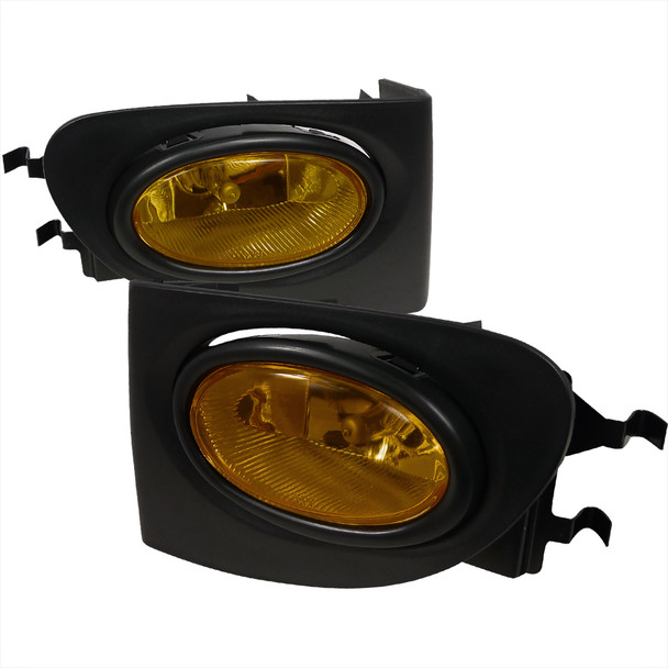 2002-2005 Honda Civic Si Hatchback H11 Fog Lights Kit (Chrome Housing/Amber Yellow Lens)