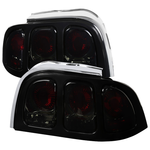 1994-1998 Ford Mustang Tail Lights (Chrome Housing/Smoke Lens)