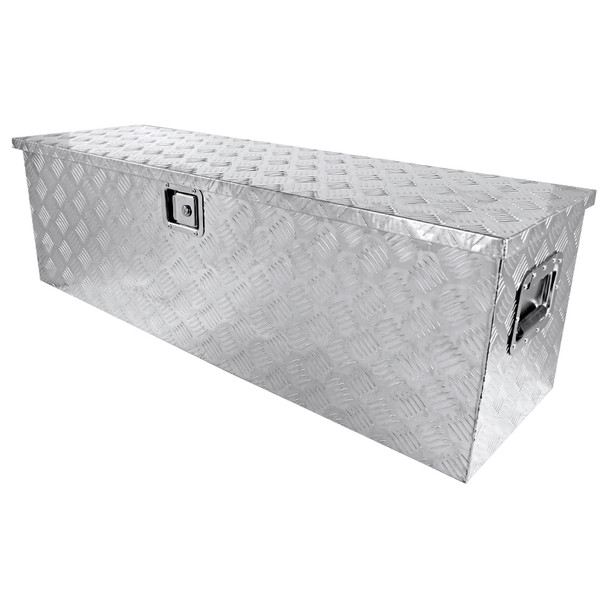 Universal 49" Heavy Duty Silver Aluminum Truck Tool Box w/ Side Handles, Lock, & Keys