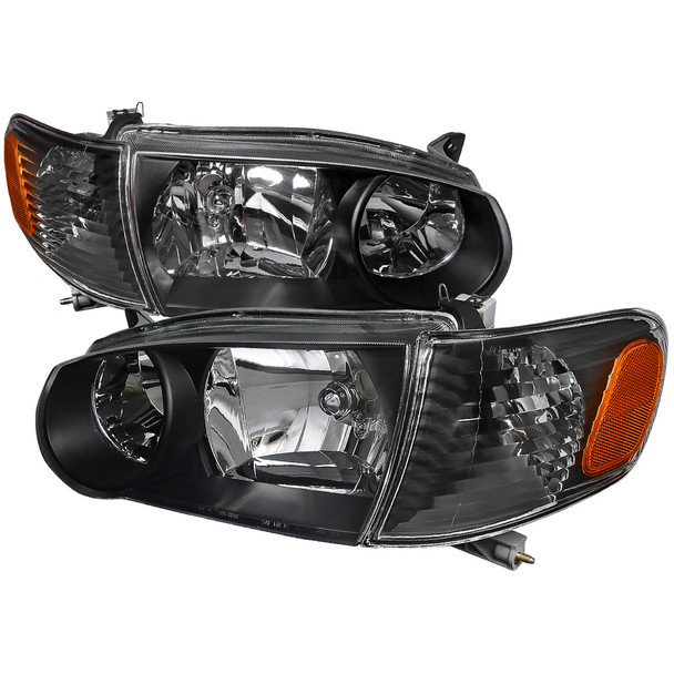 2001-2002 Toyota Corolla Factory Style Headlights w/ Corner Lights (Matte Black Housing/Clear Lens)