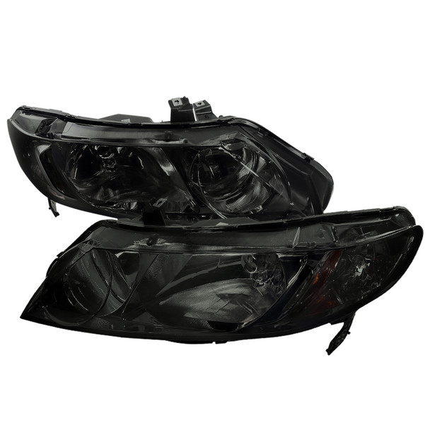 2006-2011 Honda Civic Sedan Crystal Headlights (Chrome Housing/Smoked Lens)