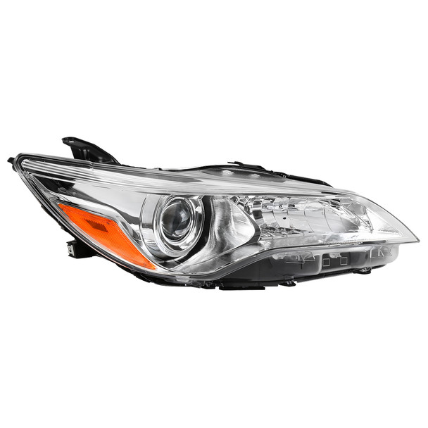 2015-2017 Toyota Camry Projector Headlight w/ Amber Reflector - Passenger Side Only (Chrome Housing/Clear Lens)