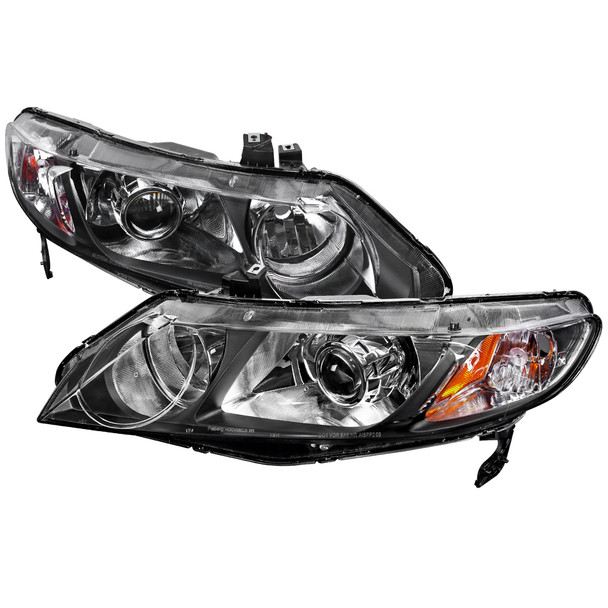 2006-2011 Honda Civic Sedan Retro Style Projector Headlights (Matte Black Housing/Clear Lens)