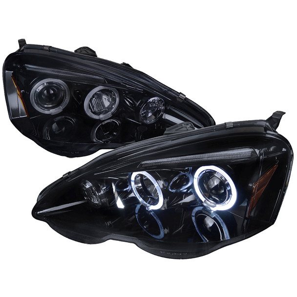 2002-2004 Acura RSX Dual Halo Projector Headlights (Glossy Black Housing/Smoke Lens)