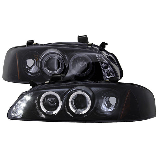 2000-2003 Nissan Sentra Dual Halo Projector Headlights (Glossy Black Housing/Smoke Lens)