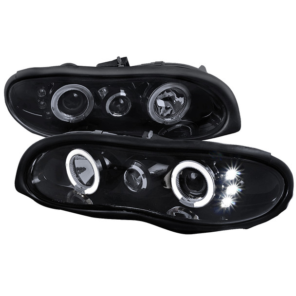 1998-2002 Chevrolet Camaro Dual Halo Projector Headlights (Glossy Black Housing/Smoke Lens)