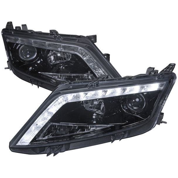 2010-2012 Ford Fusion Projector Headlights w/ LED Light Strip (Glossy Black Housing/Smoke Lens)