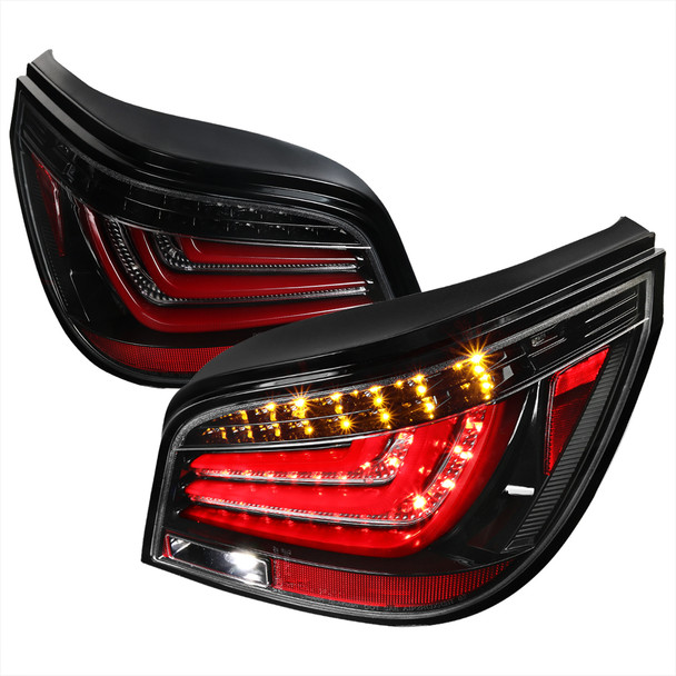 2008-2010 BMW E60 5 Series Sedan LED Tail Lights (Jet Black Housing/Clear Lens)