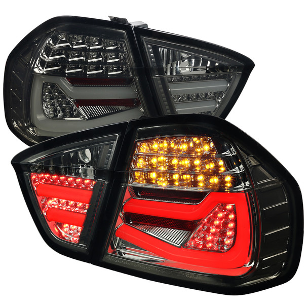 2006-2008 BMW E90 3 Series Sedan LED Tail Lights (Chrome Housing/Smoked Lens)