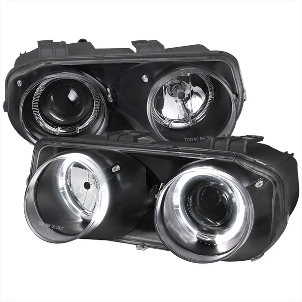 1994-1997 Acura Integra 3DR/4DR Dual Halo Projector Headlights (Matte Black Housing/Clear Lens)