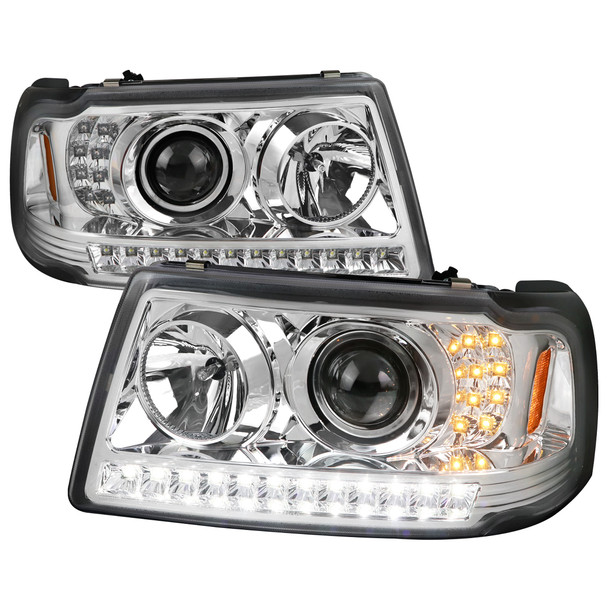 2001-2011 Ford Ranger Projector Headlights w/ LED Light Strip & LED Turn Signal Lights (Chrome Housing/Clear Lens)