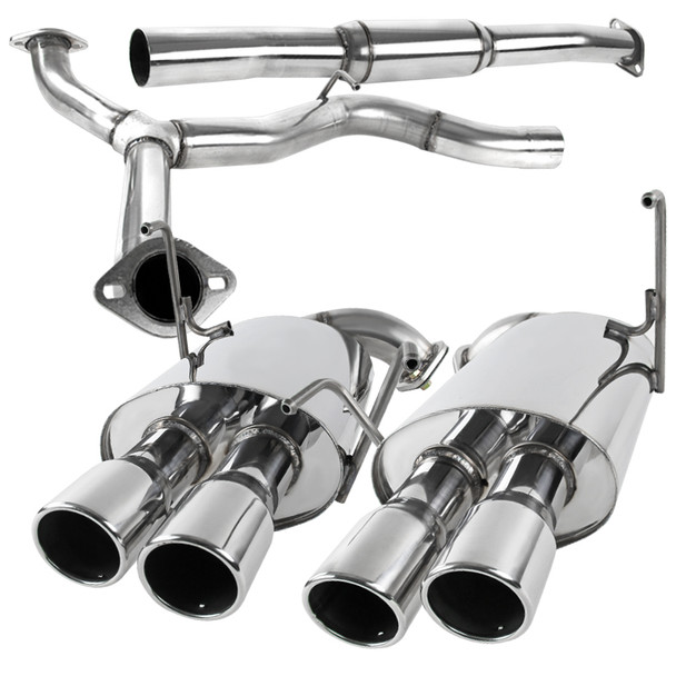 2008-2014 Subaru Impreza WRX STI Sedan T-304 Stainless Steel Dual Catback Exhaust System w/ Quad Tips