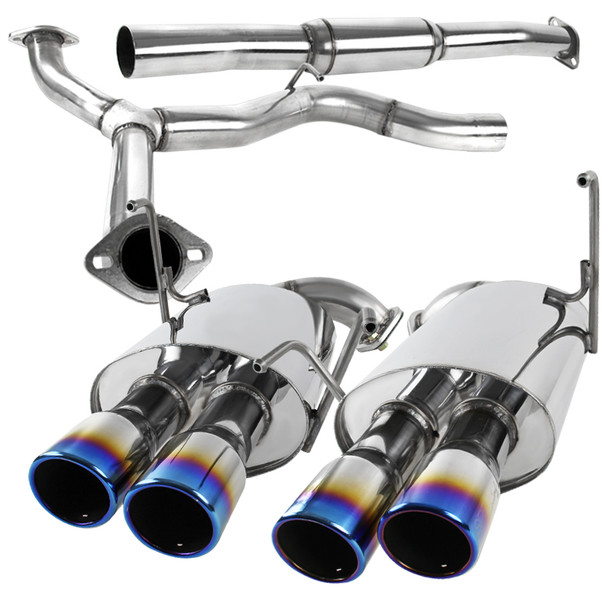 2008-2014 Subaru Impreza WRX STI Sedan Dual Catback Exhaust System (Burnt Quad Tip)