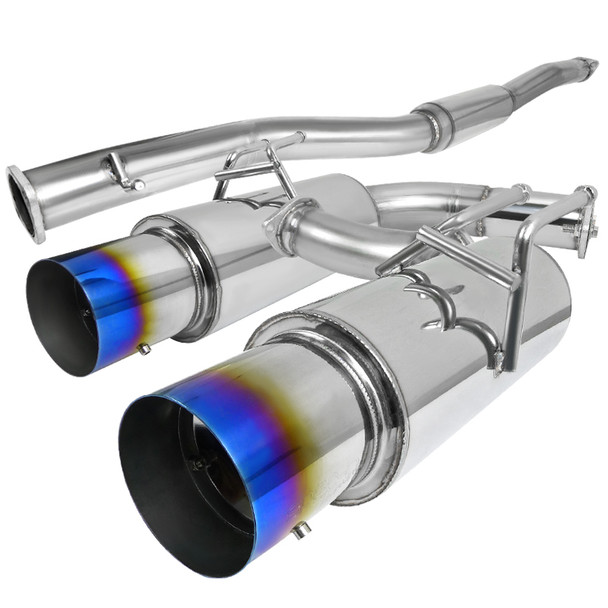 2008-2015 Mitsubishi Lancer EVO X/EVO 10 T-304 Stainless Steel N1 Style Dual Catback Exhaust System w/ Burnt Tips