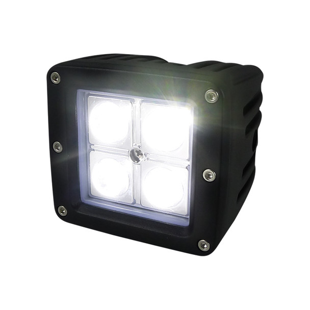 Universal Off Road 6000K Spot Beam 16W 4-LED Cube Fog Light w/ Stainless Steel Mounting Bracket (Black Aluminum Housing/Glass Lens)
