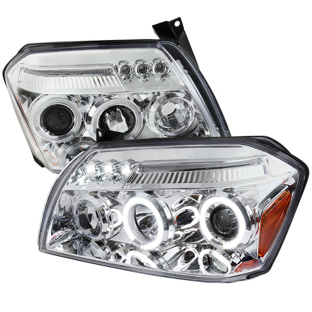 2005-2007 Dodge Magnum Dual Halo Projector Headlights (Chrome Housing/Clear Lens)