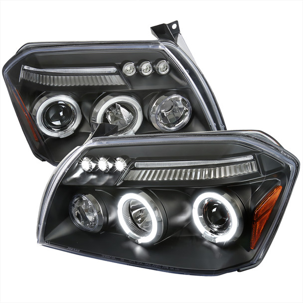 2005-2007 Dodge Magnum Dual Halo Projector Headlights (Matte Black Housing/Clear Lens)