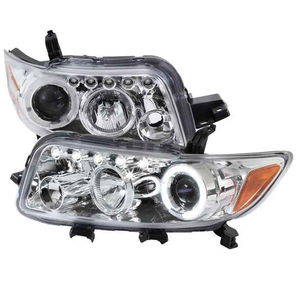 2008-2010 Scion xB Single Halo Projector Headlights (Chrome Housing/Clear Lens)