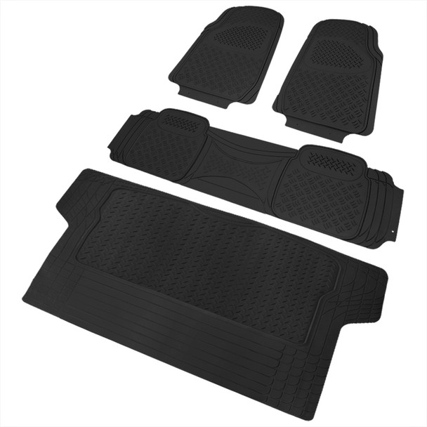 Universal PVC Rubber Floor Mats - 4PC (Black)