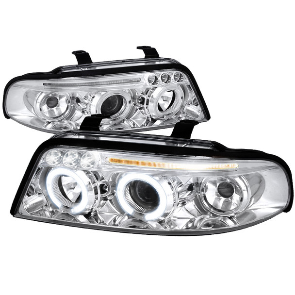 1999-2001 Audi A4/S4 Dual Halo Projector Headlights (Chrome Housing/Clear Lens)