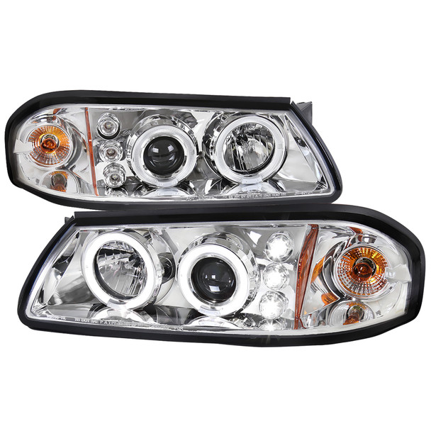 2000-2005 Chevrolet Impala Dual Halo Projector Headlights (Chrome Housing/Clear Lens)